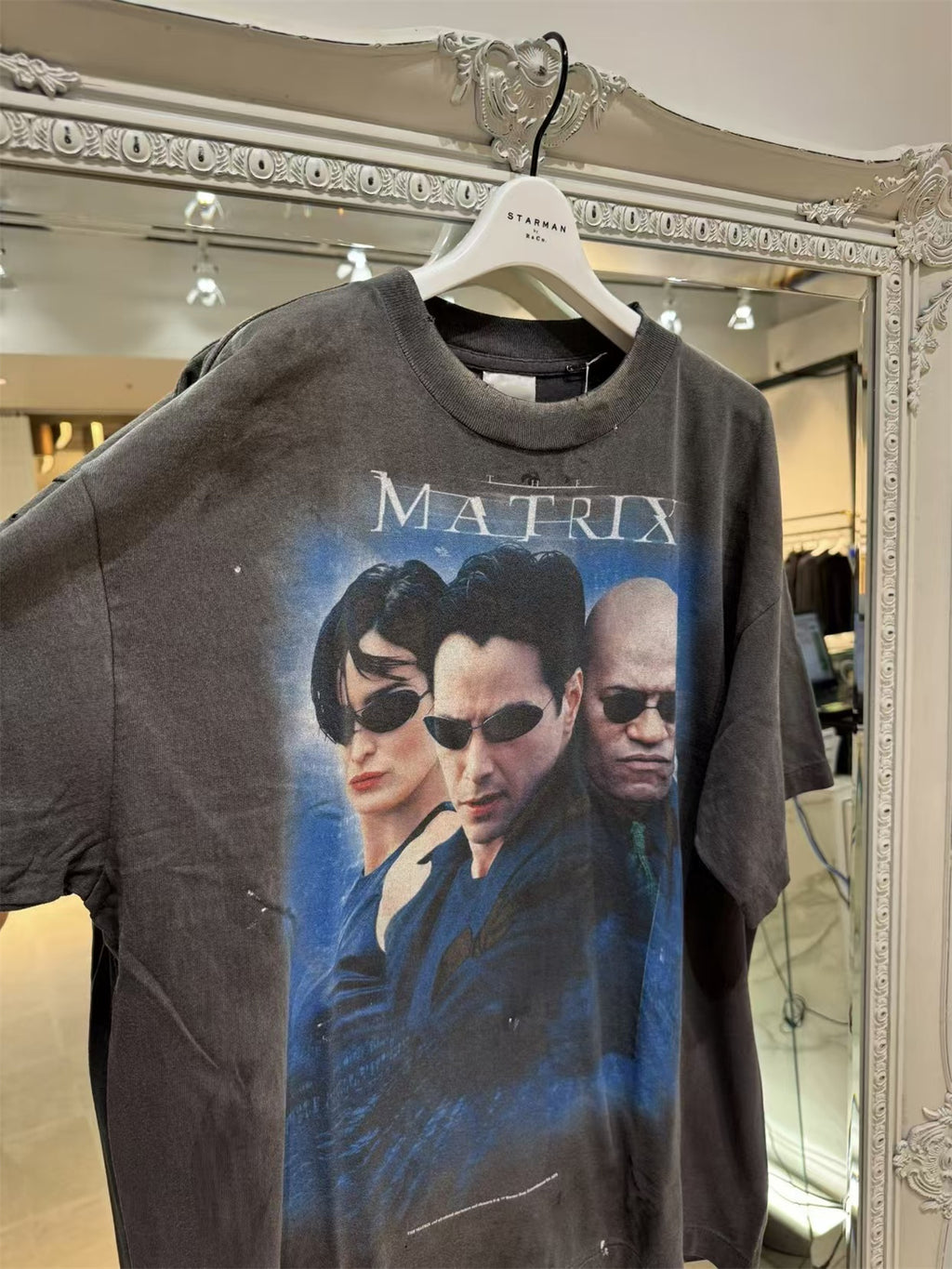 SAINT Mxxxxxx x The Matrix – Large-scale Conley Graphic Washed, Distressed Tubular T-Shirt