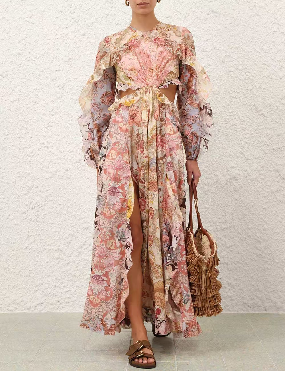 Round-neck slit maxi dress – Resort ready-to-wear collection