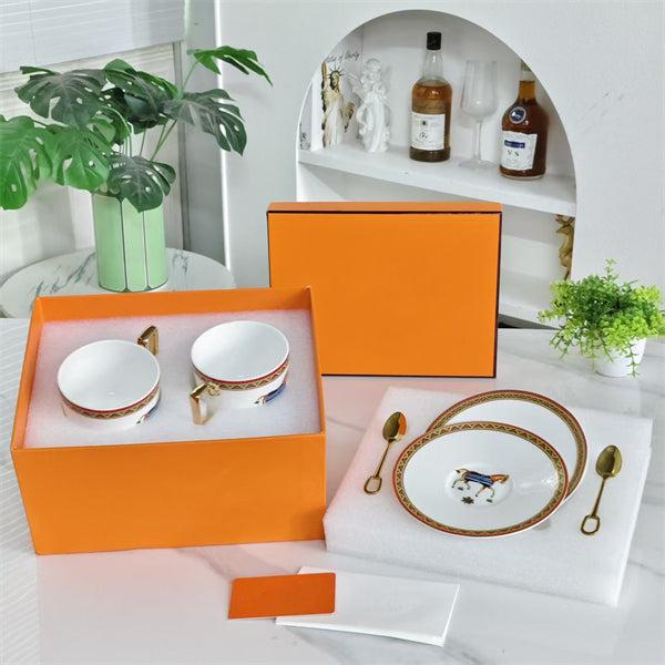 Cup and Saucer Set (Pair) with Matching Spoons – Model 030 (Matu)