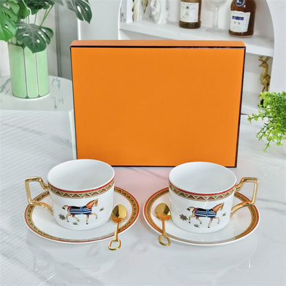 Cup and Saucer Set (Pair) with Matching Spoons – Model 030 (Matu)