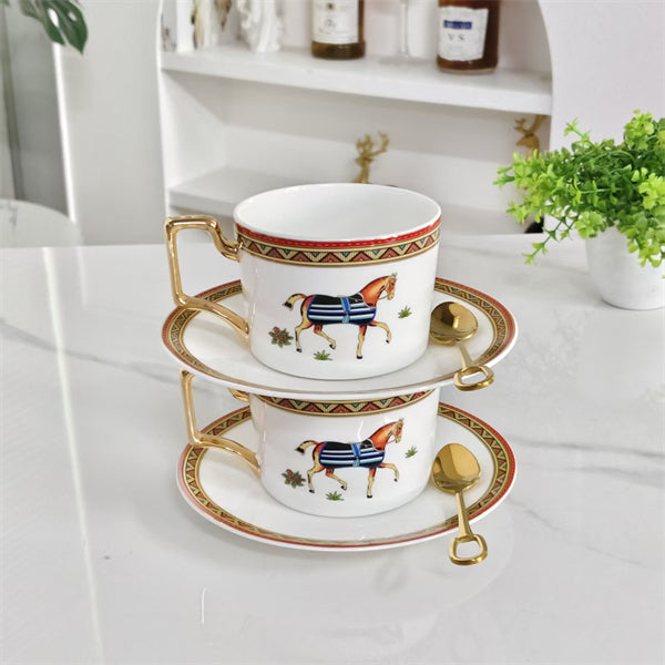 Cup and Saucer Set (Pair) with Matching Spoons – Model 030 (Matu)