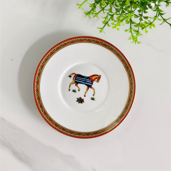 Cup and Saucer Set (Pair) – Includes matching spoons – Minimalist slanted-rim design