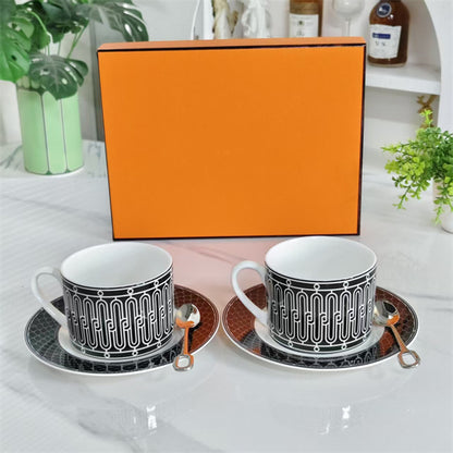 Set tazzine con piattino (coppia) – Base nera (Include i cucchiaini originali)