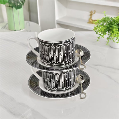 Set tazzine con piattino (coppia) – Base nera (Include i cucchiaini originali)