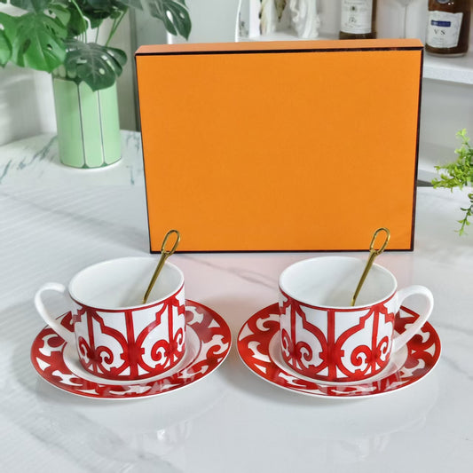 Cup and Saucer Set (includes matching spoons)