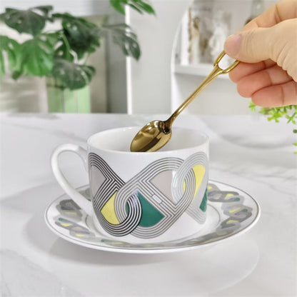 Servizio da Tè (Set Tazza e Piattino) con Cucchiaini – Design "Pista Colorata"