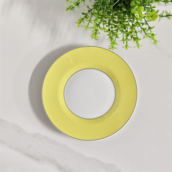 Tassen- und Untertassenset (Paar) – Inklusive passender Löffel – Design „Yellow Track“