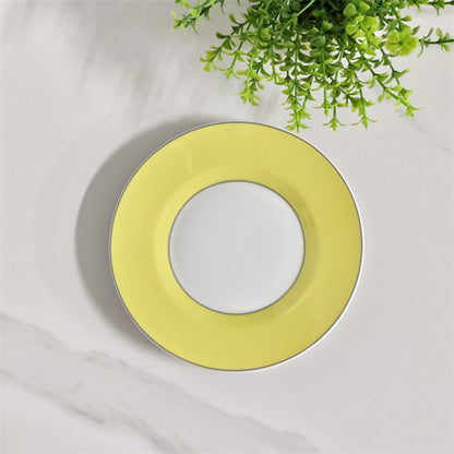 Tassen- und Untertassenset (Paar) – Inklusive passender Löffel – Design „Yellow Track“