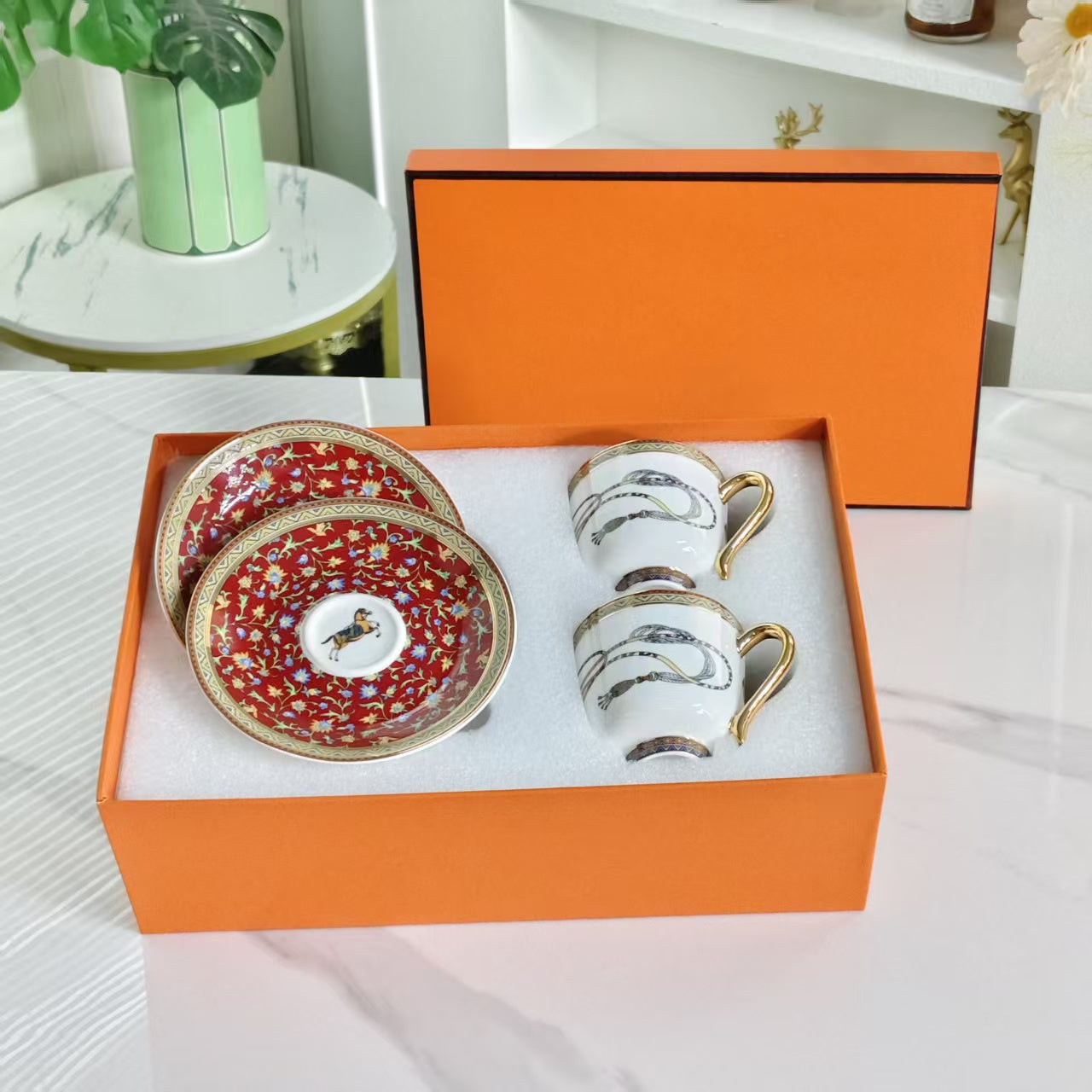 Cups and Saucers – [Matuma Rope] – [Set of Two Cups &amp; Saucers]