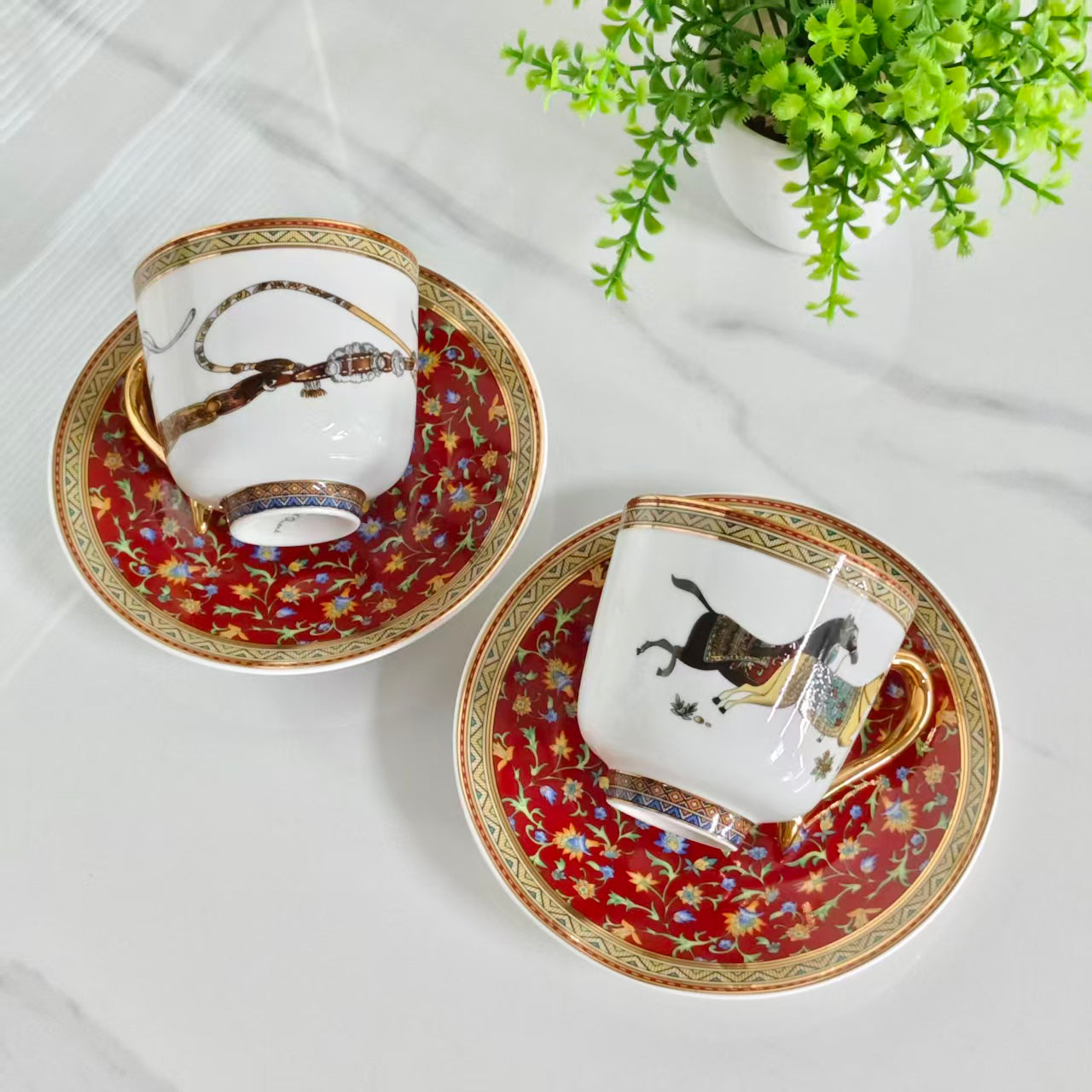 Cups and Saucers – [Matuma Rope] – [Set of Two Cups &amp; Saucers]