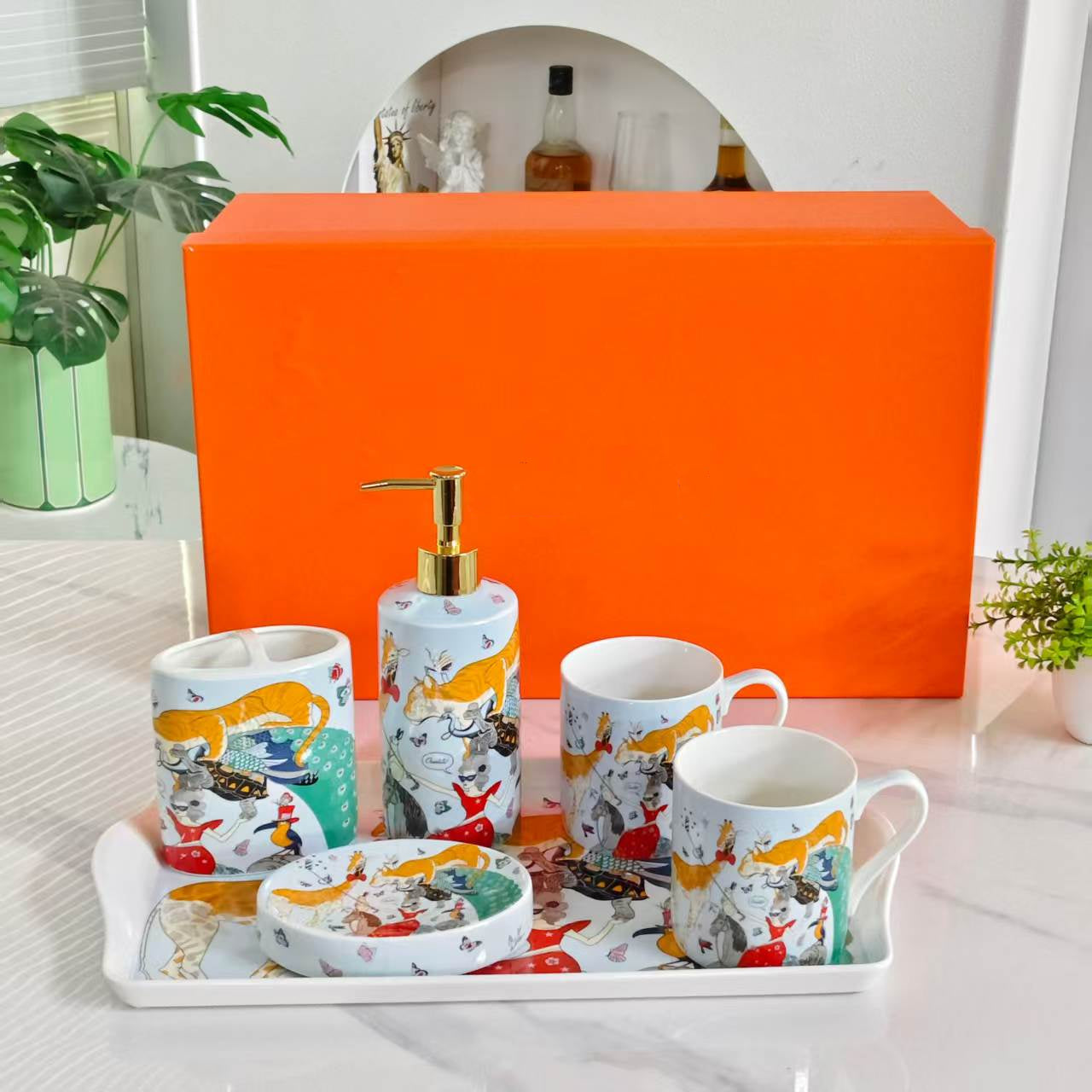 Badezimmer-Accessoires – „Traumzirkus“ – 6-teiliges Set