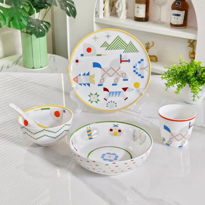 Geschirr – 5-teiliges Set – Lithografiedruck