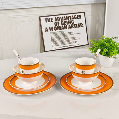 New Arrival – Orange "Single Horse" Design – 10-Piece Set