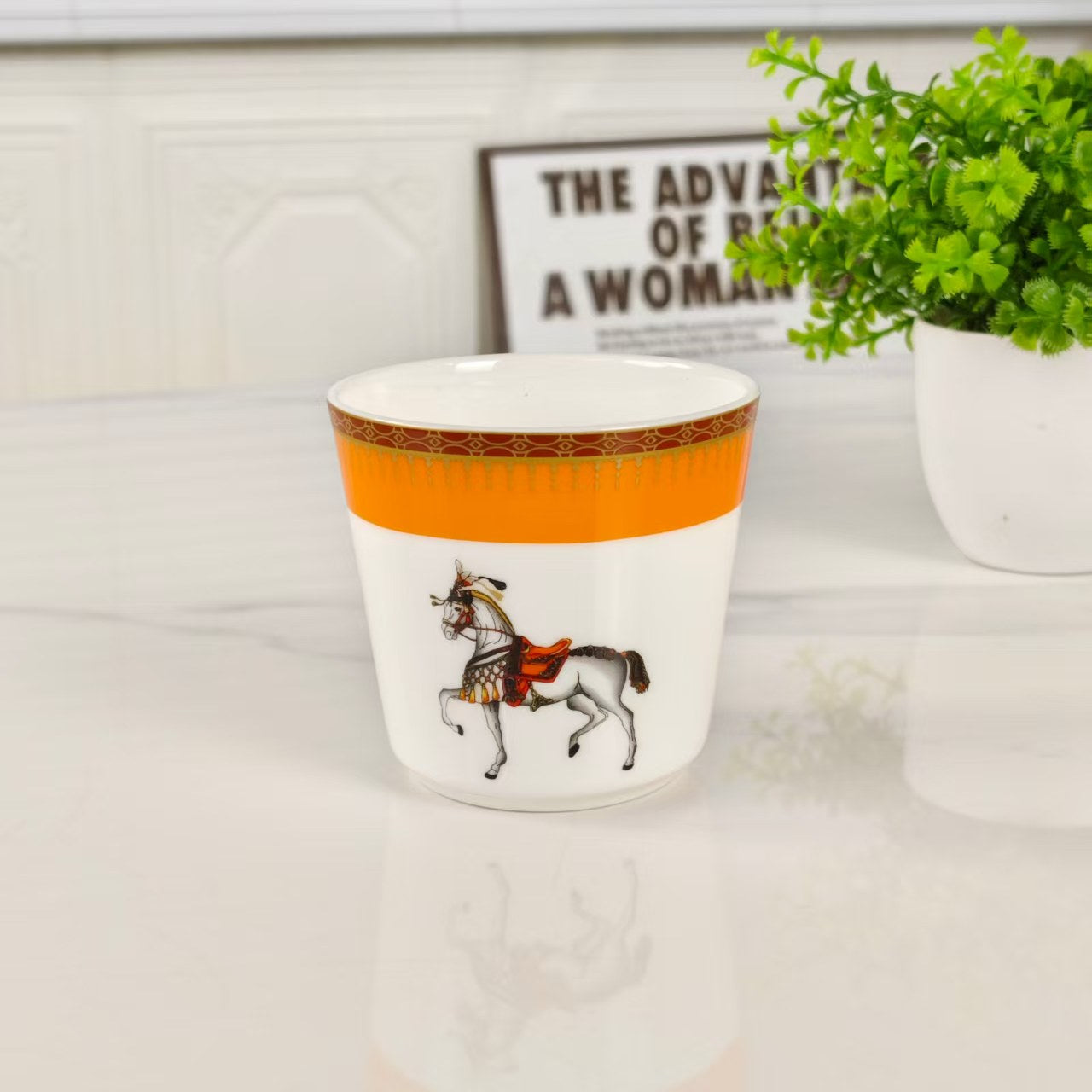 New Arrival – Orange "Single Horse" Design – 10-Piece Set