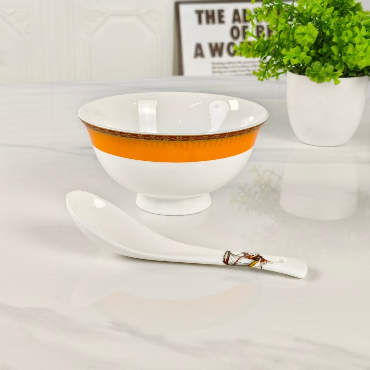 New Arrival – Orange "Single Horse" Design – 10-Piece Set