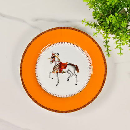 New Arrival – Orange "Single Horse" Design – 10-Piece Set