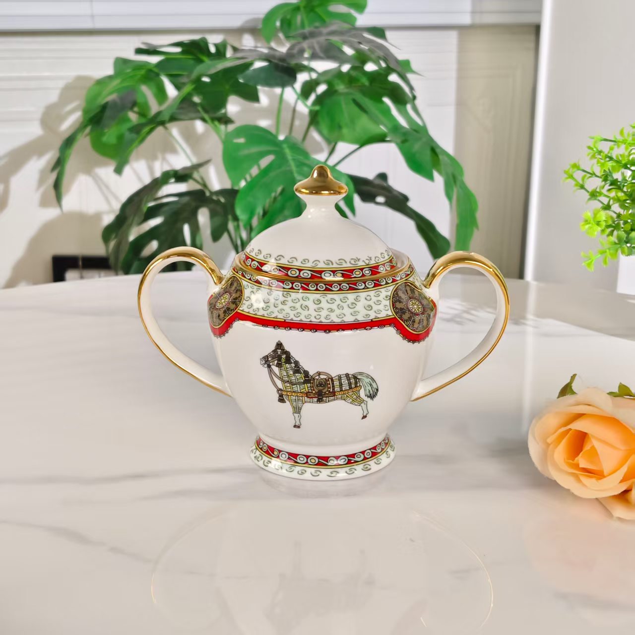 Neu eingetroffen: [Sockel gelbes Pferd] – 15-teiliges Kaffeeservice