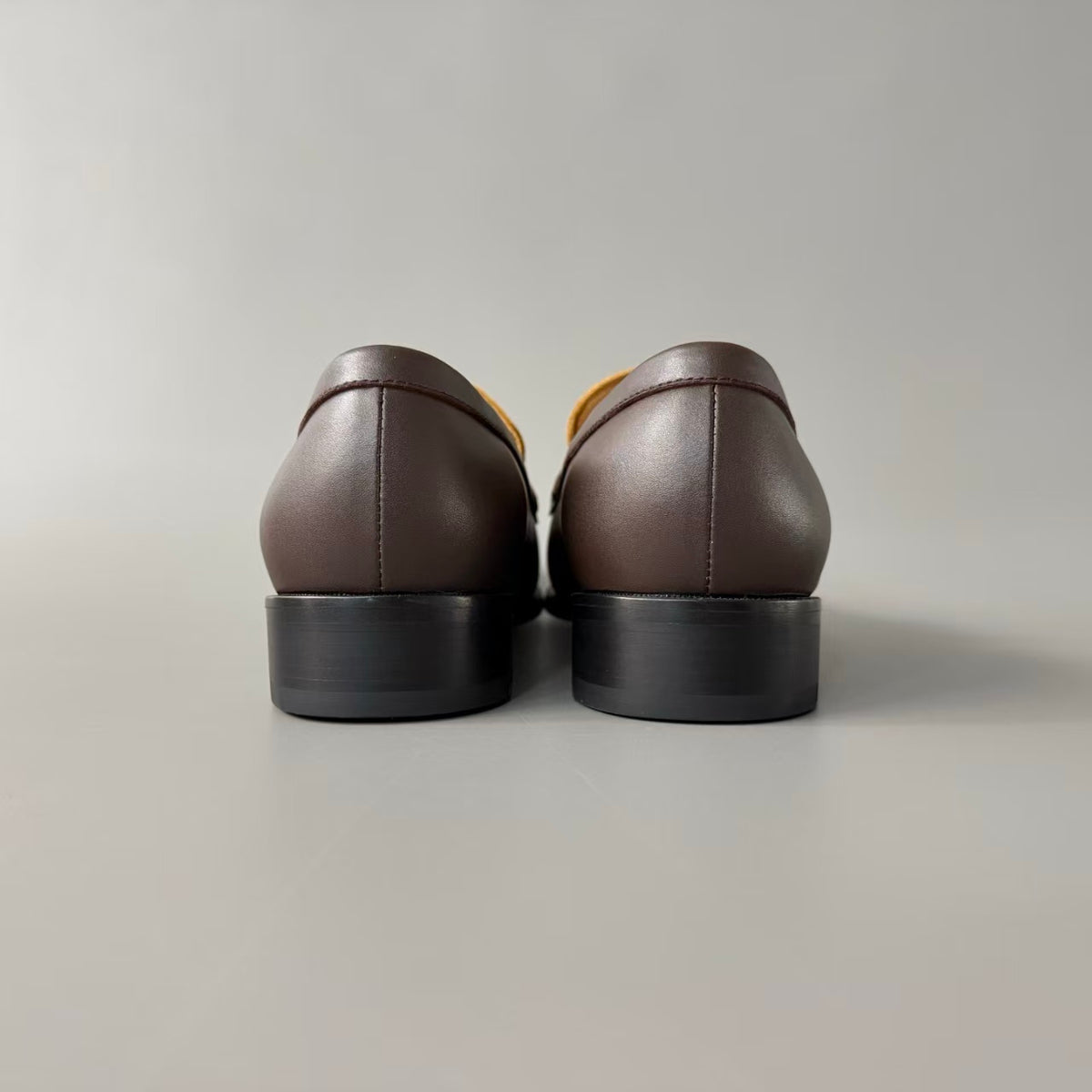 CL 【Red Sole】Leather Loafers – Round-toe, slip-on style offering comfort and sophistication; Dark Brown.