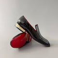 CL 【Red Sole】Men's Black Leather Loafers – Round-Toe, Slip-On, Comfortable & Sophisticated.