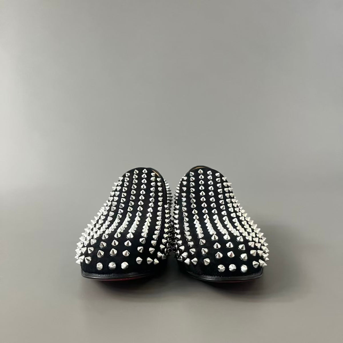 CL 【Red Sole】Stylish Men's Casual Black Studded Slip-ons.