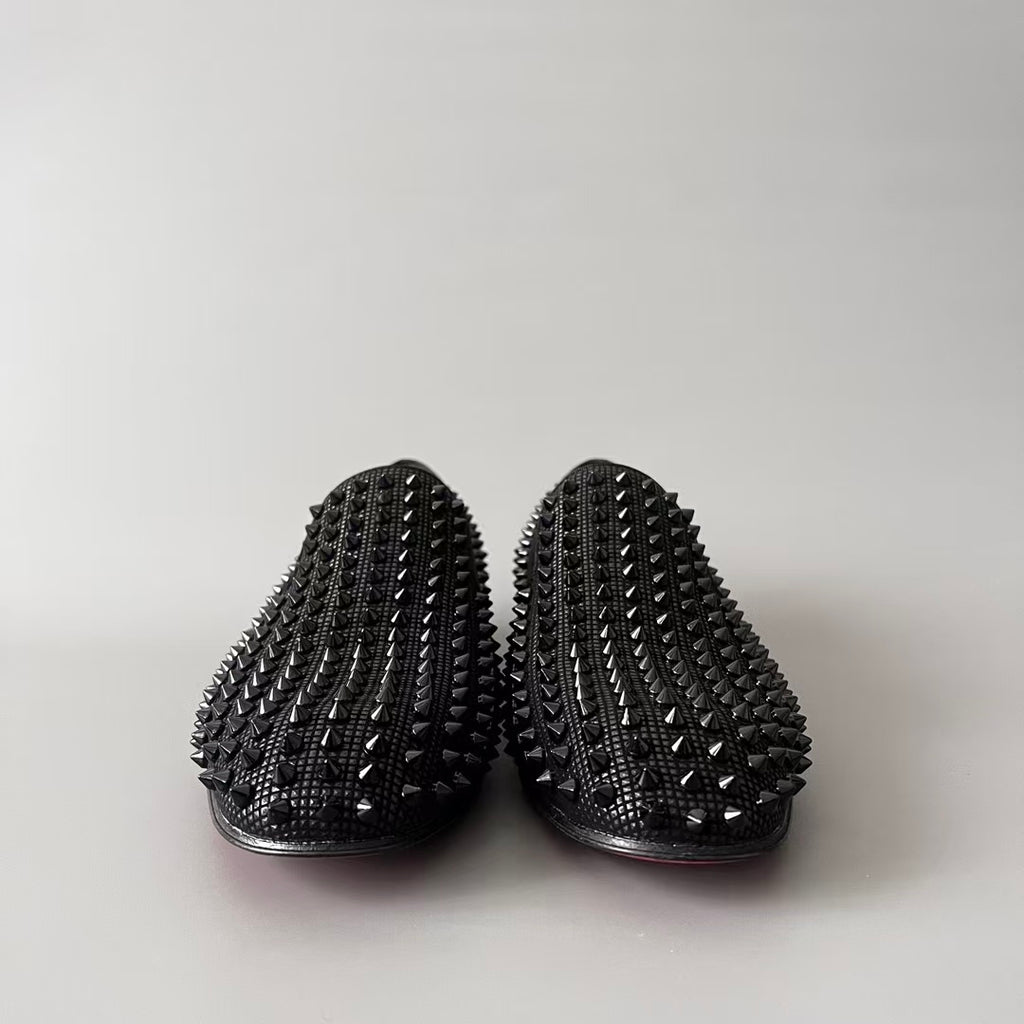 CL 【Red Sole】Stylish Men's Casual Black Studded Slip-ons.
