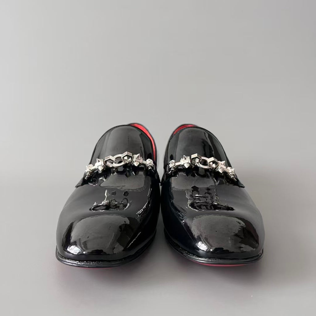 CL 【Red Sole】Greggo Men's Stylish Casual Patent Leather Shoes – Black