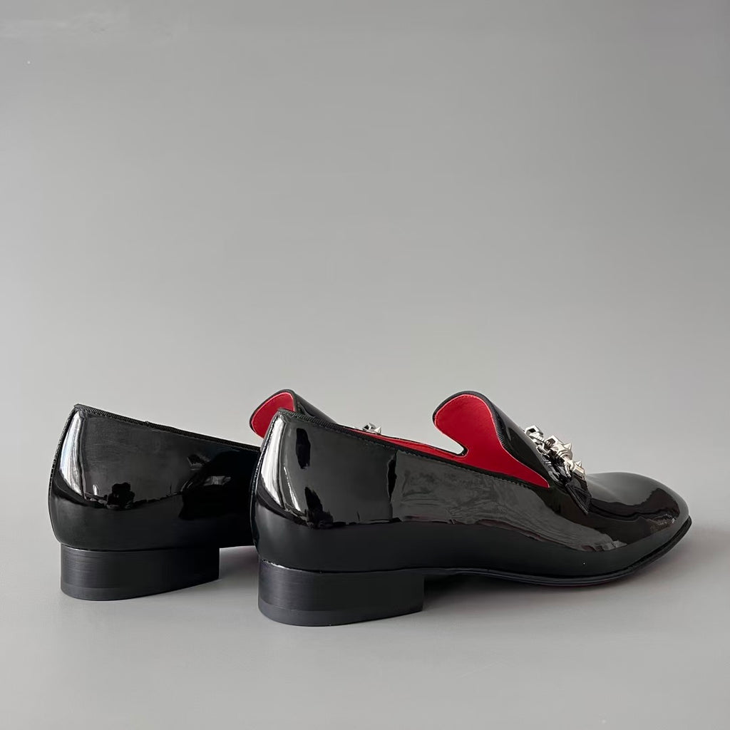 CL 【Red Sole】Greggo Men's Stylish Casual Patent Leather Shoes – Black