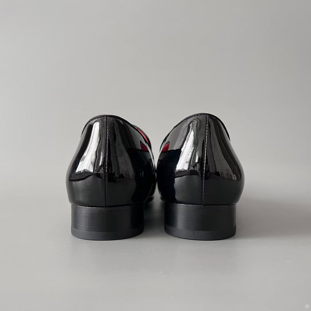 CL 【Red Sole】Greggo Men's Stylish Casual Patent Leather Shoes – Black