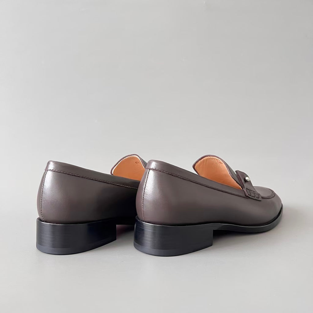 CL 【Red Sole】Men's Leather Loafers – Round-Toe, Slip-On, Comfortable & Sophisticated – Dark Brown