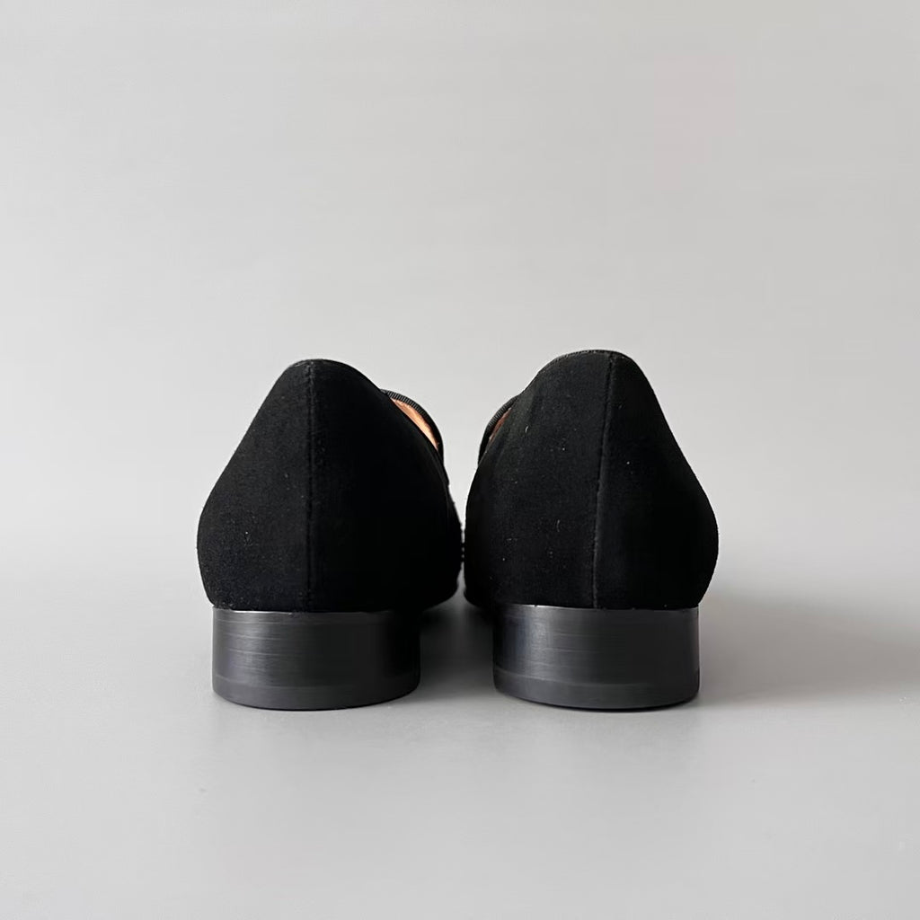 CL 【Red Sole】Greggo Men's Fashionable Casual-Gentleman Leather Shoes with Silver Rhinestones.