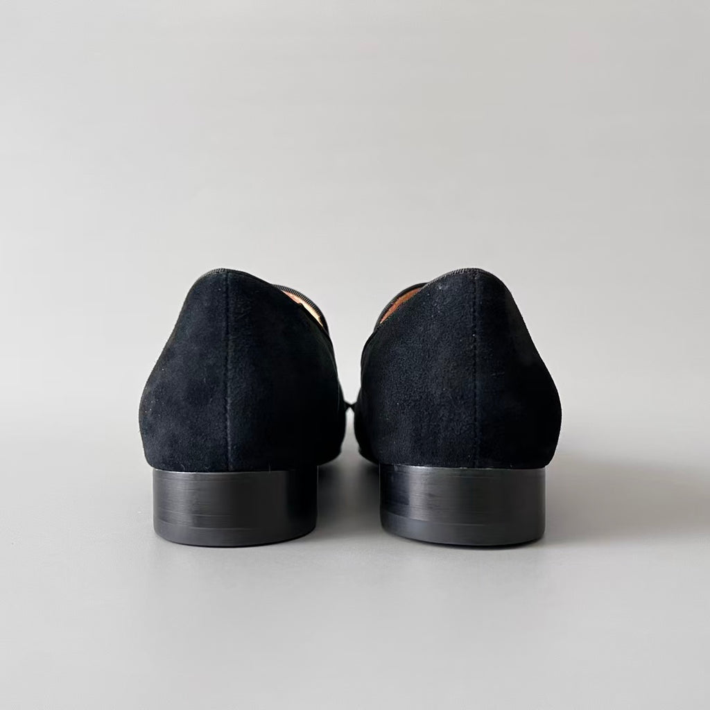 CL 【Red Sole】Greggo Men's Fashionable Casual-Gentleman Leather Shoes with Silver Rhinestones.