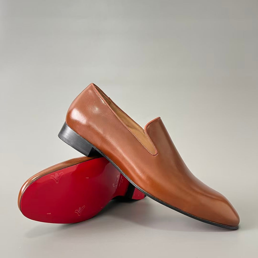 CL 【Red Sole】Greggo Men's Casual Leather Shoes – Brown.