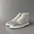 CL 【Red Sole】Lou Spikes high-top sneakers with all-over silver studs