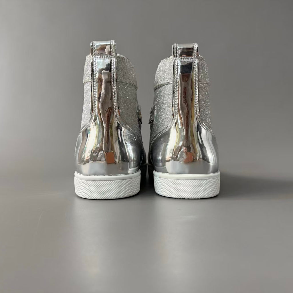 CL 【Red Sole】Lou Spikes high-top sneakers with all-over silver studs