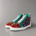 CL 【Red Sole】Lou Spikes high-top sneakers with colorful studs.