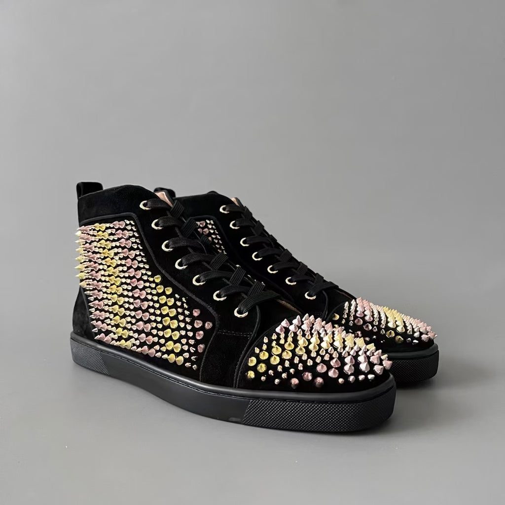 CL 【Red Sole】Lou Spikes high-top sneakers with all-over studs.