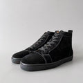 CL 【Red Sole】Lou Spikes high-top sneakers in all-black with studs.