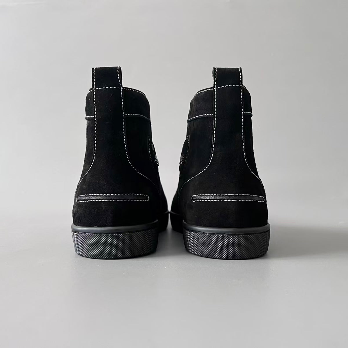 CL 【Red Sole】Lou Spikes high-top sneakers in all-black with studs.