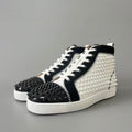 CL 【Red Sole】Lou Spikes High-Top Sneakers – Black Toe with All-Over Studs