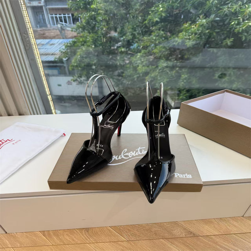 CL 【Red Sole】Patent leather T-strap high heels