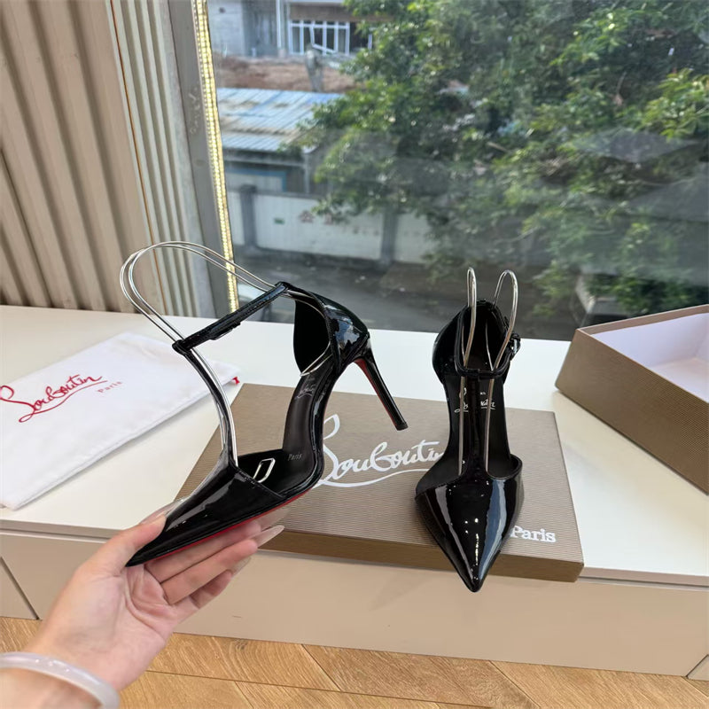 CL 【Red Sole】Patent leather T-strap high heels