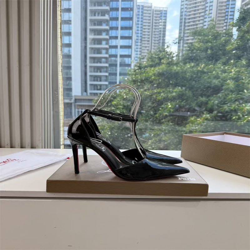 CL 【Red Sole】Patent leather T-strap high heels