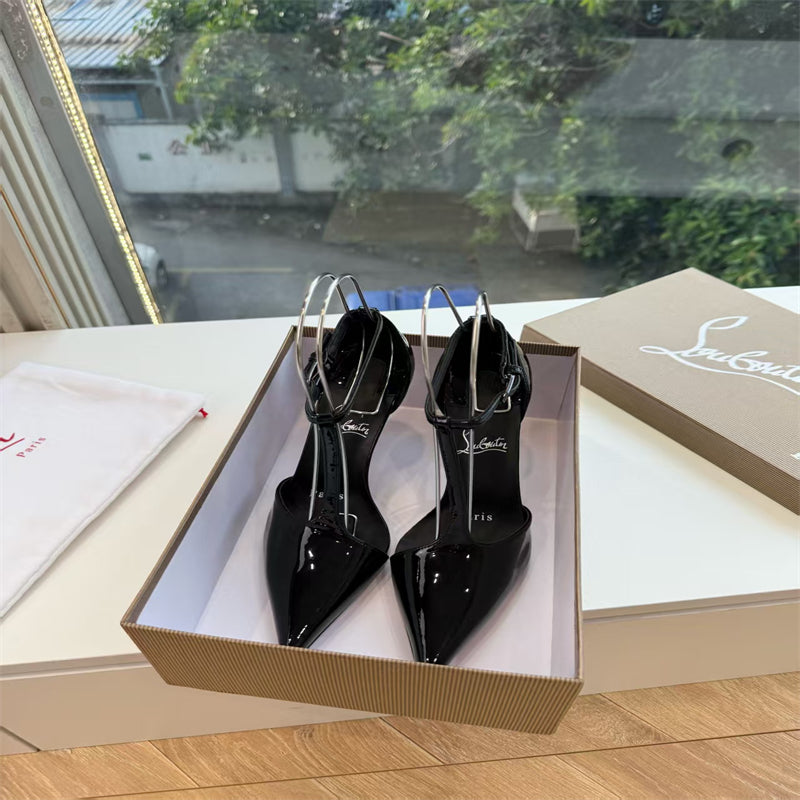 CL 【Red Sole】Patent leather T-strap high heels