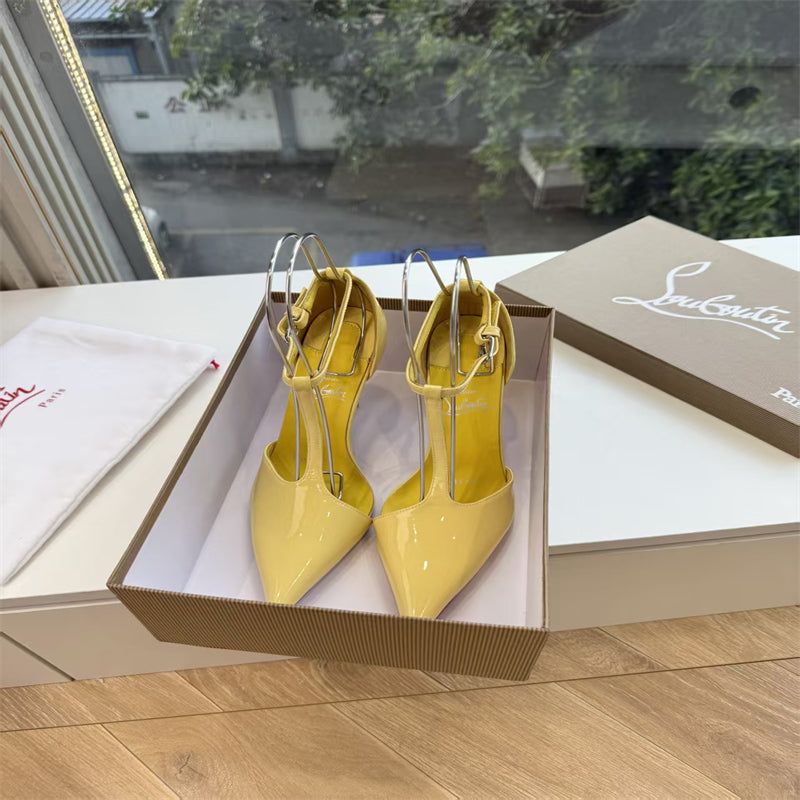 CL 【Red Sole】Patent leather T-strap high heels