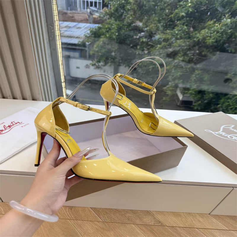 CL 【Red Sole】Patent leather T-strap high heels