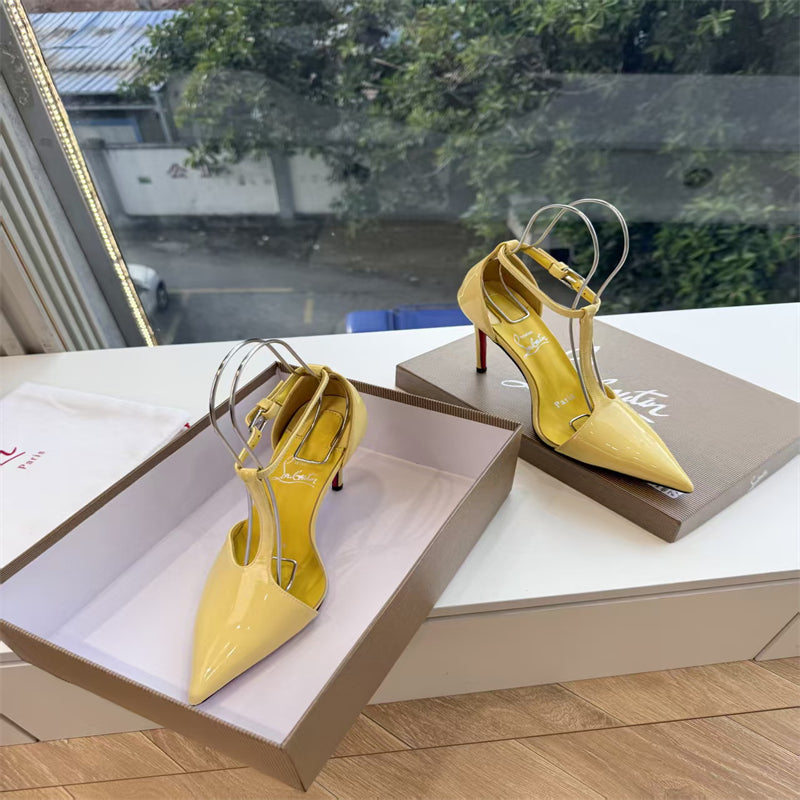 CL 【Red Sole】Patent leather T-strap high heels