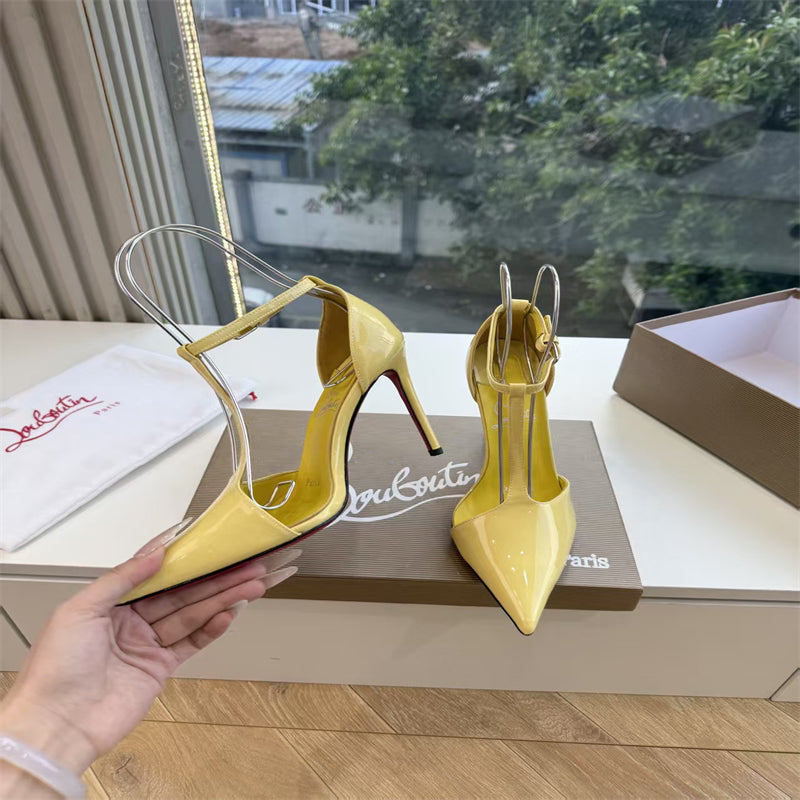 CL 【Red Sole】Patent leather T-strap high heels