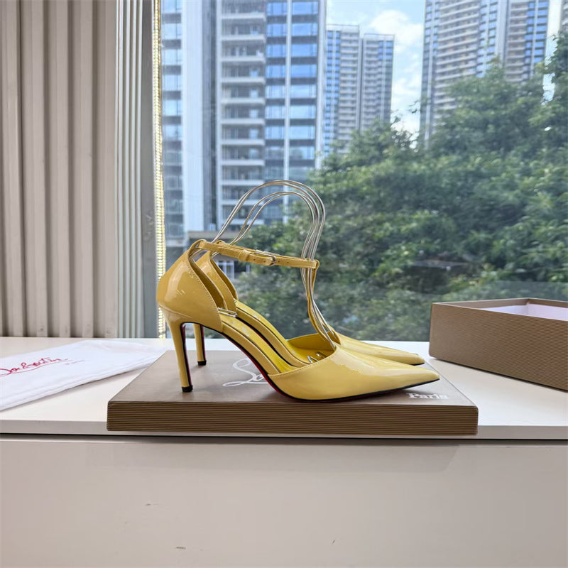 CL 【Red Sole】Patent leather T-strap high heels