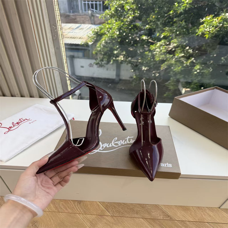 CL 【Red Sole】Patent leather T-strap high heels