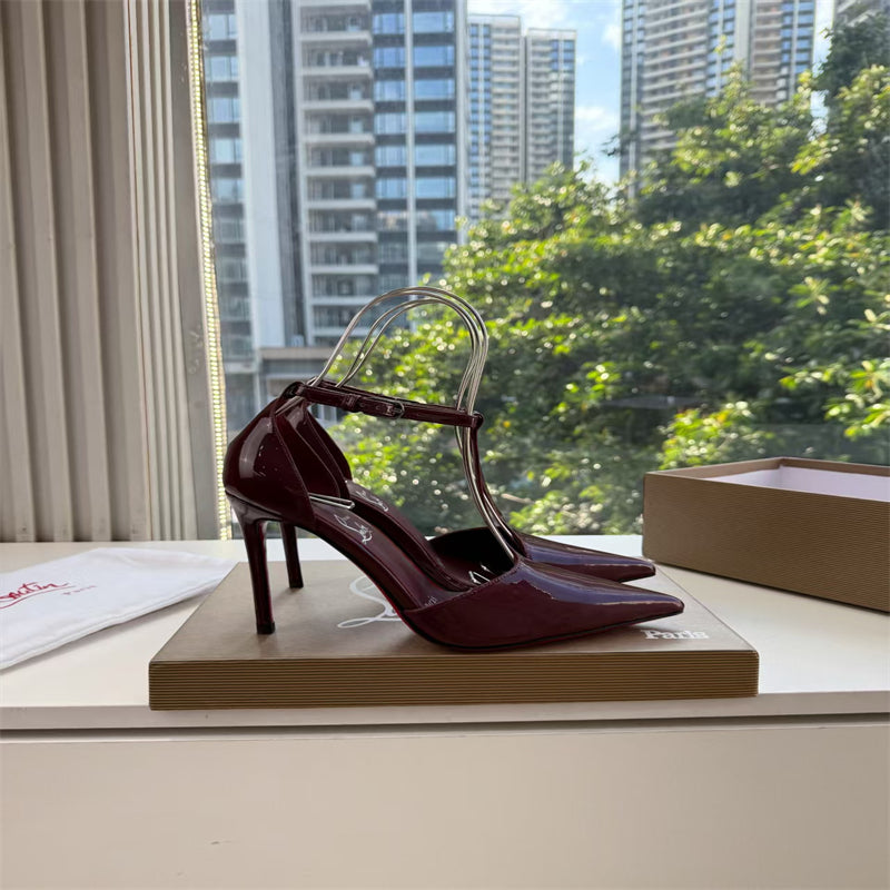 CL 【Red Sole】Patent leather T-strap high heels